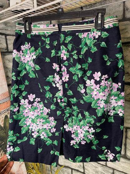 Talbots Blue Green Floral Skirt Women sz 6