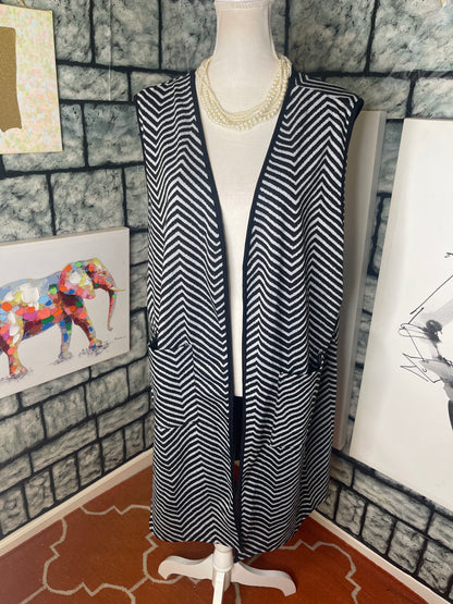 Olivia Blu Black White Cardigan Women sz 2XL