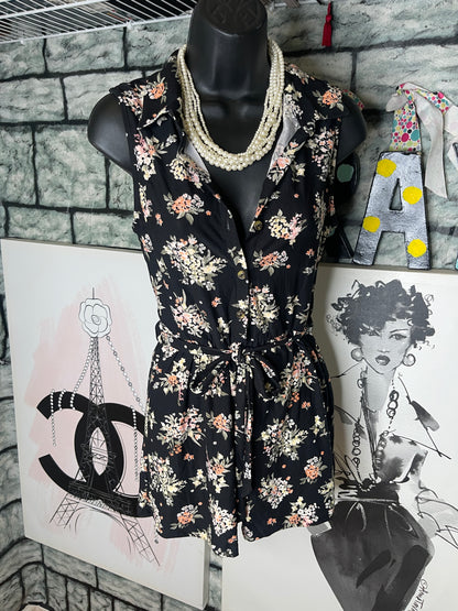 NoBo Black Floral Romper Women sz Small