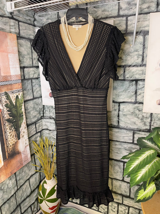 Max Studio Black Tan Dress Women sz Medium