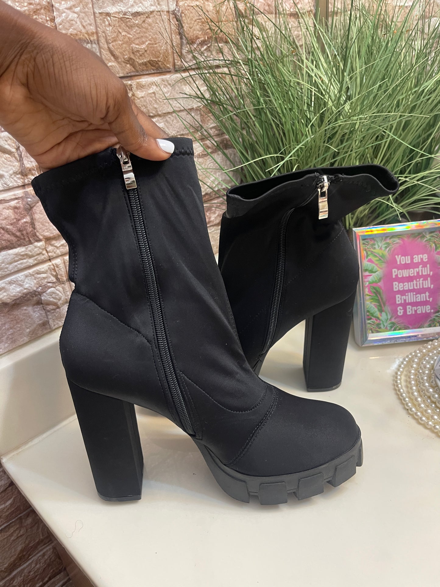 Fashion Nova Black Heels Women sz 10