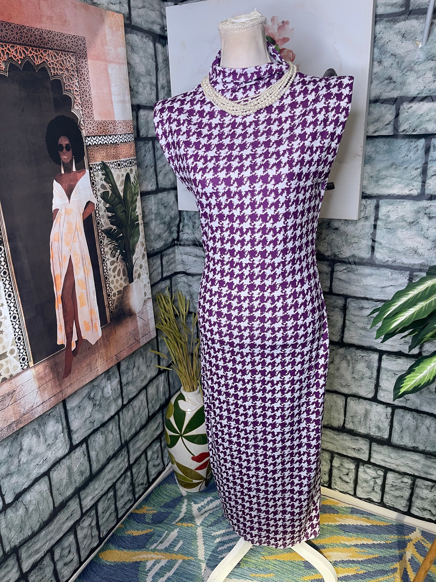 Shein Purple White Dress Women sz Large