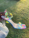 Clear colorful heels women sz 9