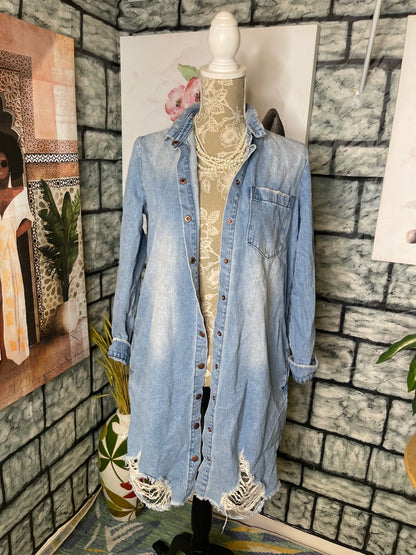 Mustard Seed Blue Denim Dress / Jacket Women sz Small