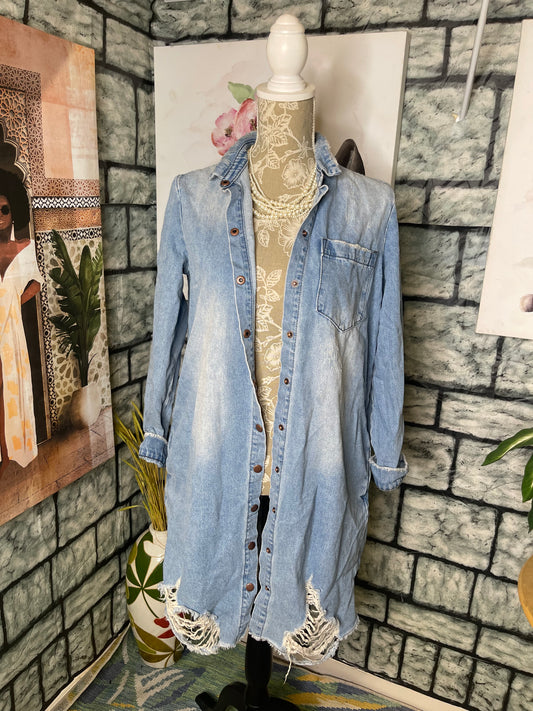 Mustard Seed Blue Denim Dress / Jacket Women sz Small