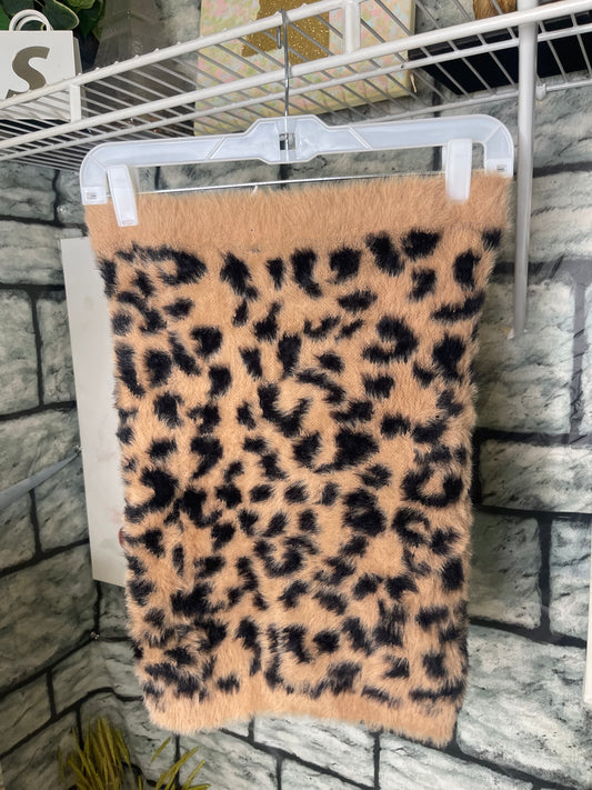 MadRag Brown Black Fuzzy Skirt Women sz Medium