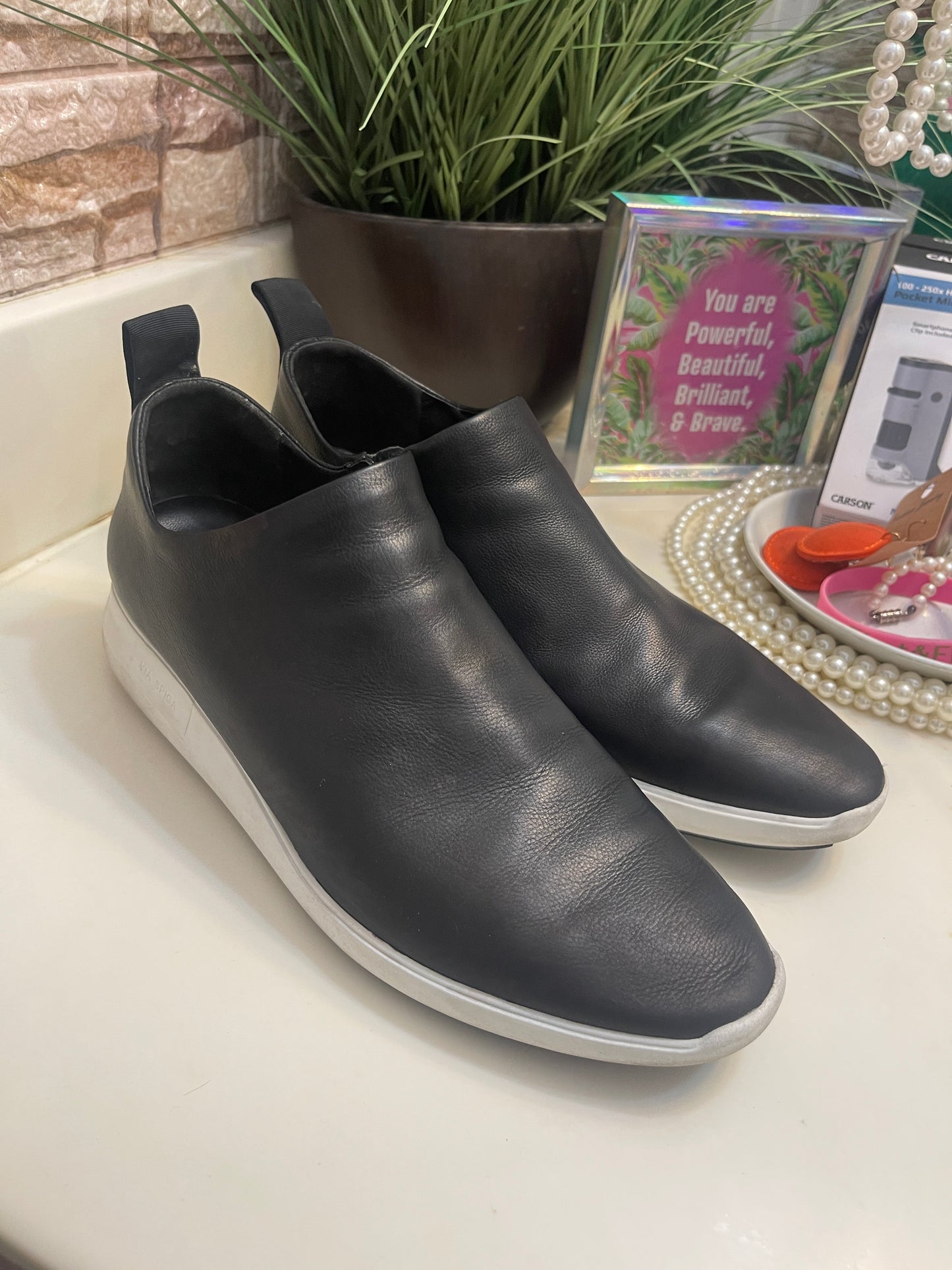 Via Spiga Slip On Sneakers Black Women sz 9