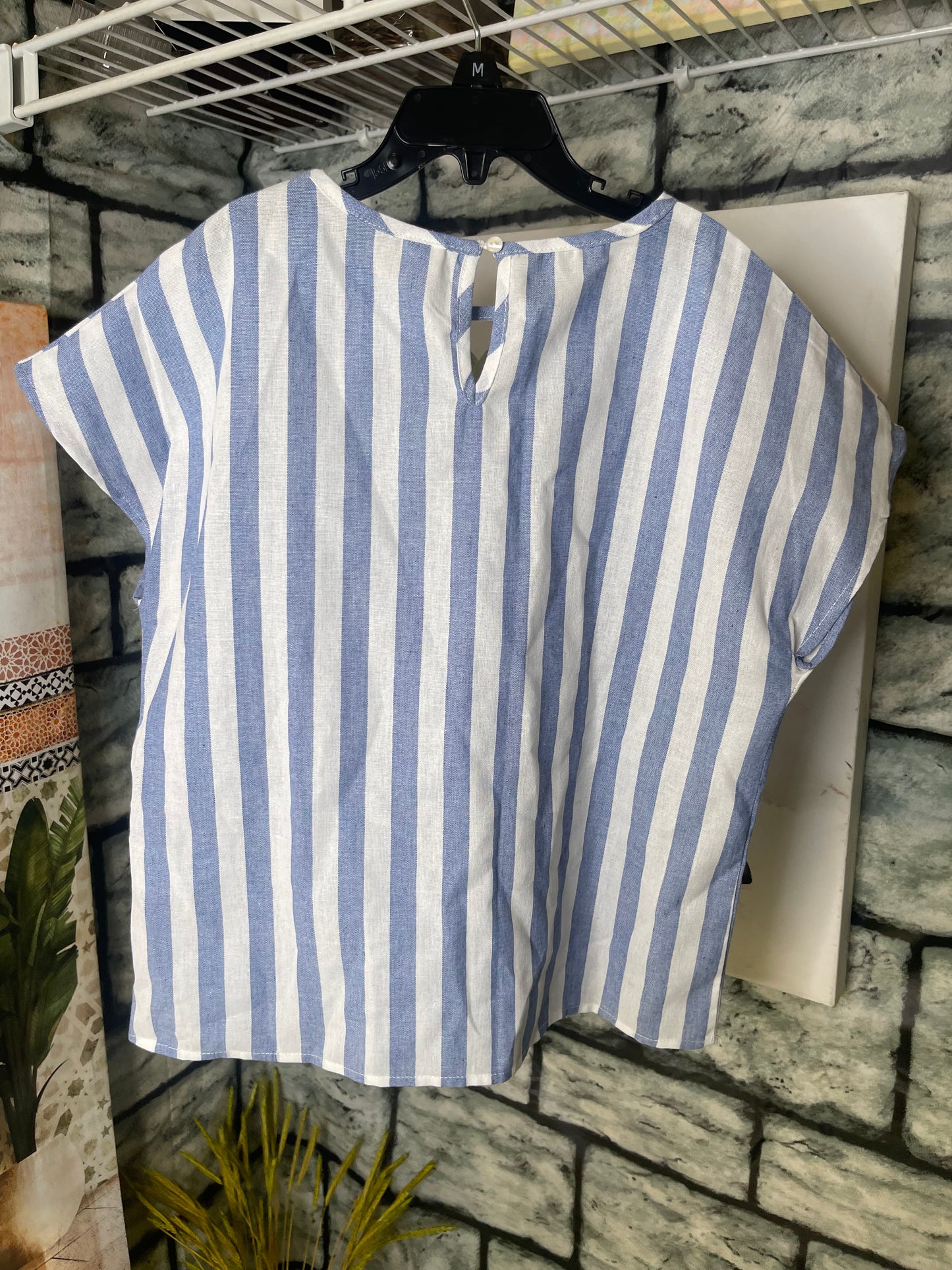 Shein Blue White Blouse Girls sz 12-13Y