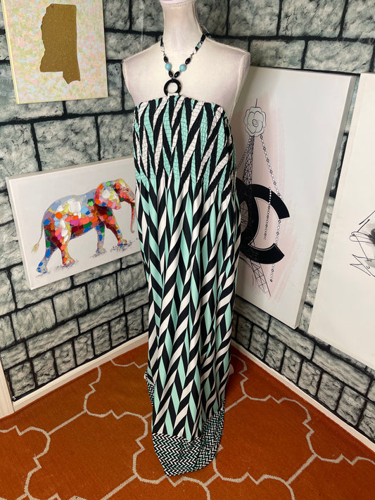 Magic Green Black White Dress Women sz XL