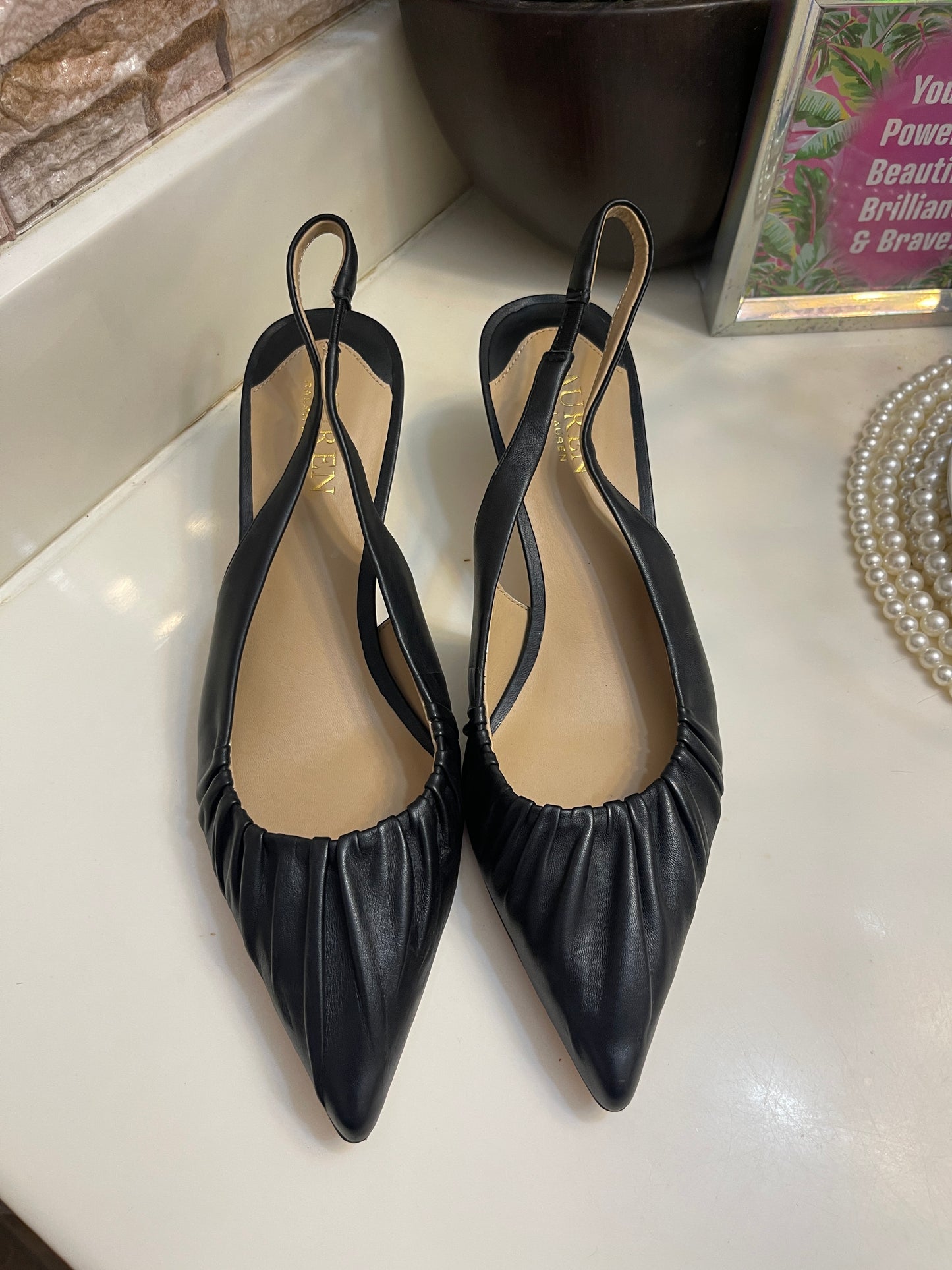 NEW Lauren Ralph Lauren Black Low Heels Women sz 8,5