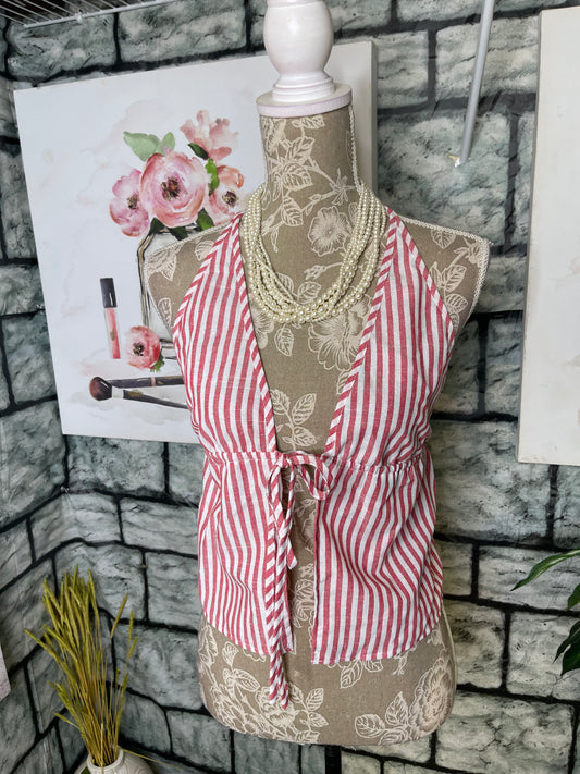 Shein Red White Blouse Women sz XL