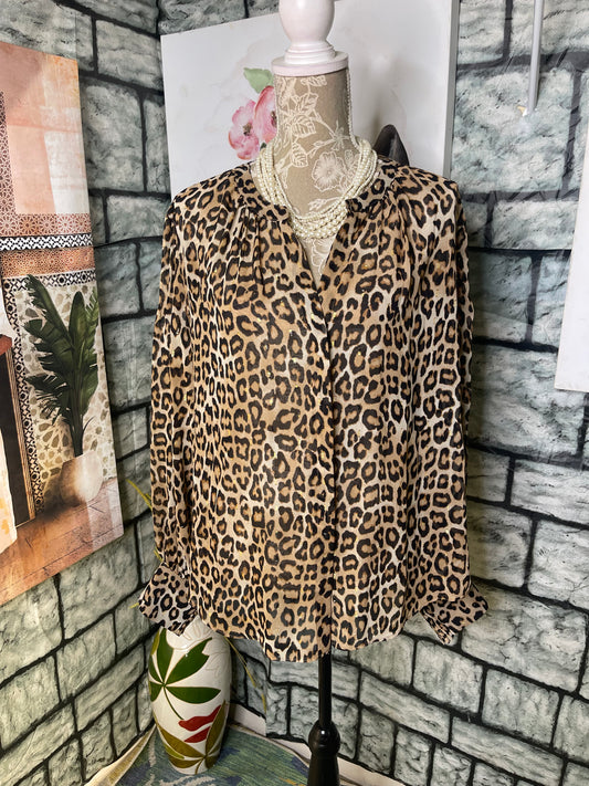 Chico's Brown Print Bloue Women sz 18
