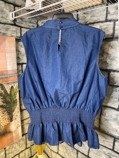 NEW Ashley Stewart Blue Denim Blouse Women sz 20