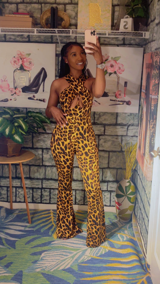 Magia Brown Print Jumpsuit Women sz Medium