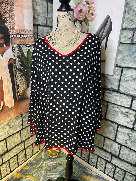 EST 1946 Black White Polka Dot Dress Women sz 22/24