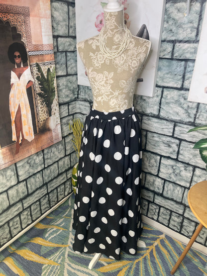 Mlle Gabrielle Black White Polka Dot Skirt Women sz Small