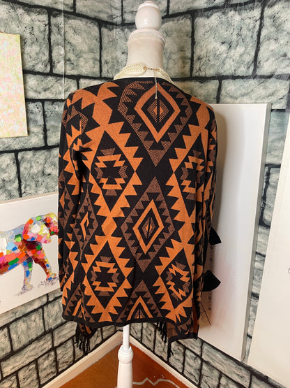 Audrey Black and Orange/Brown Coverup Women Sz S