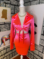 Pink 2 piece skirt set women sz large