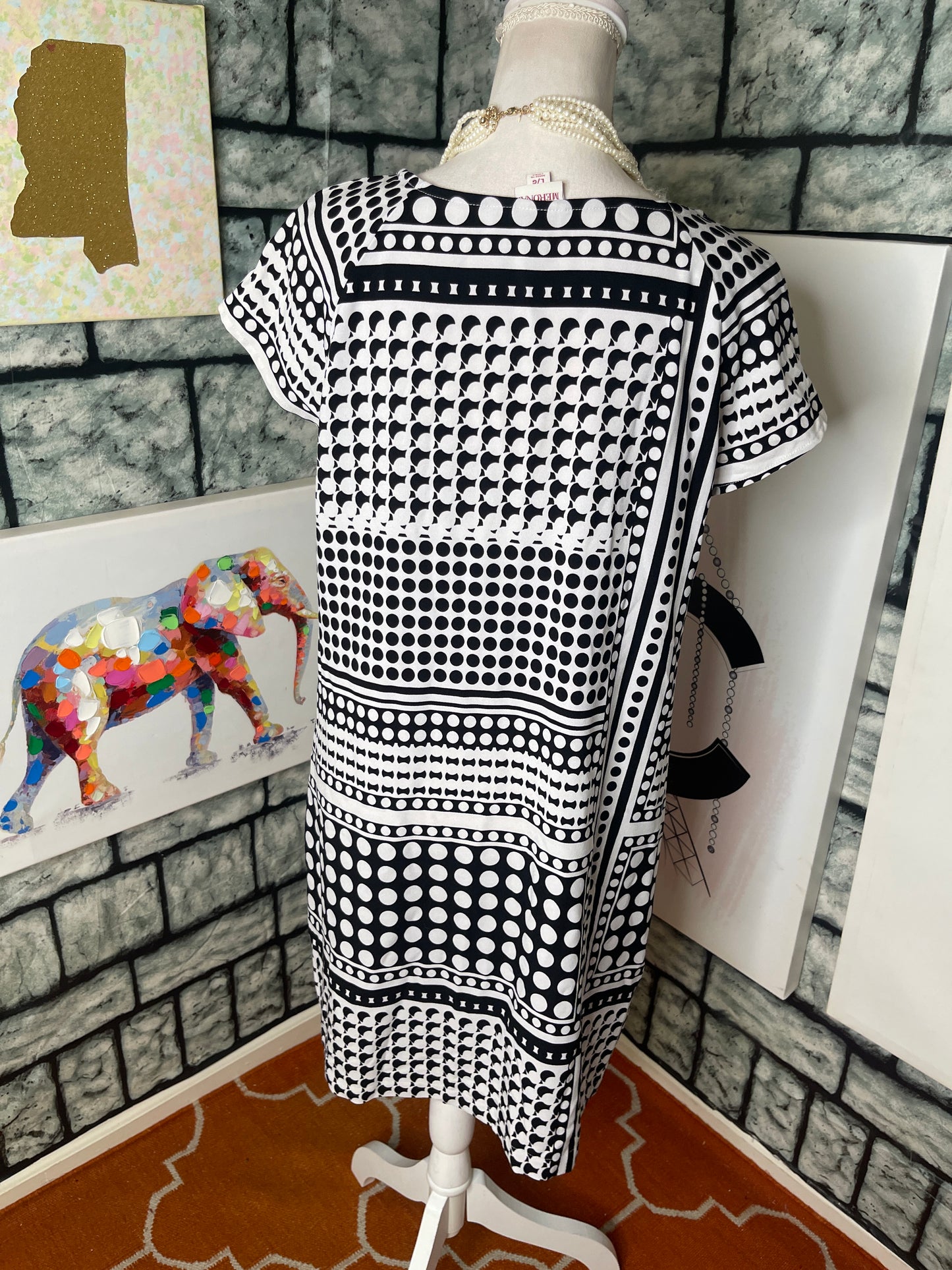 Merona Black White Dress Women sz Large