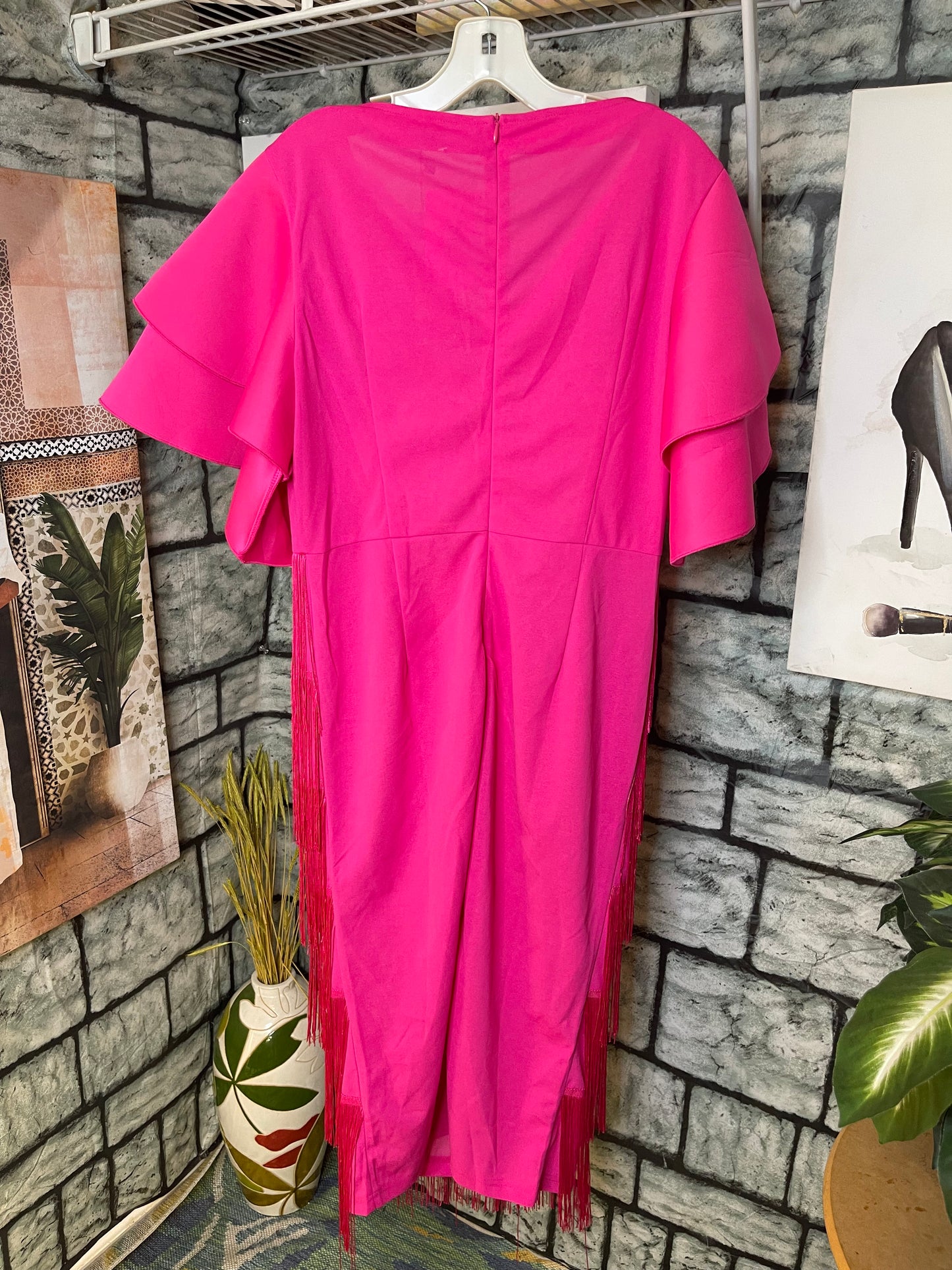NEW Aomei Pink Fringe Dress Women sz 1XL