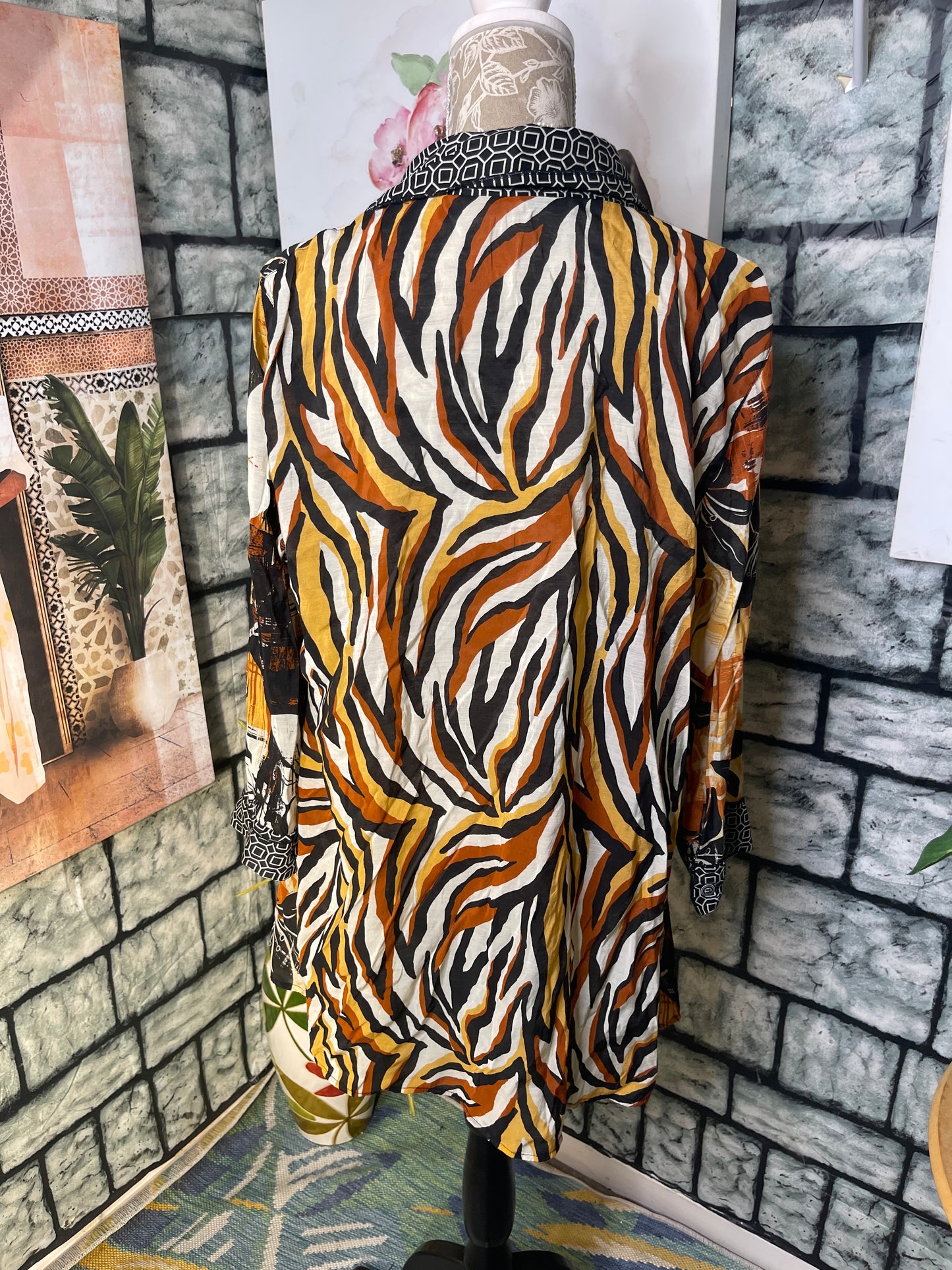 Multiples Brown Orange Blouse Women sz XL