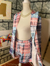 2 piece pink blue pants / blazer set women sz Medium