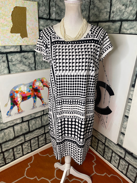 Merona Black White Dress Women sz Large