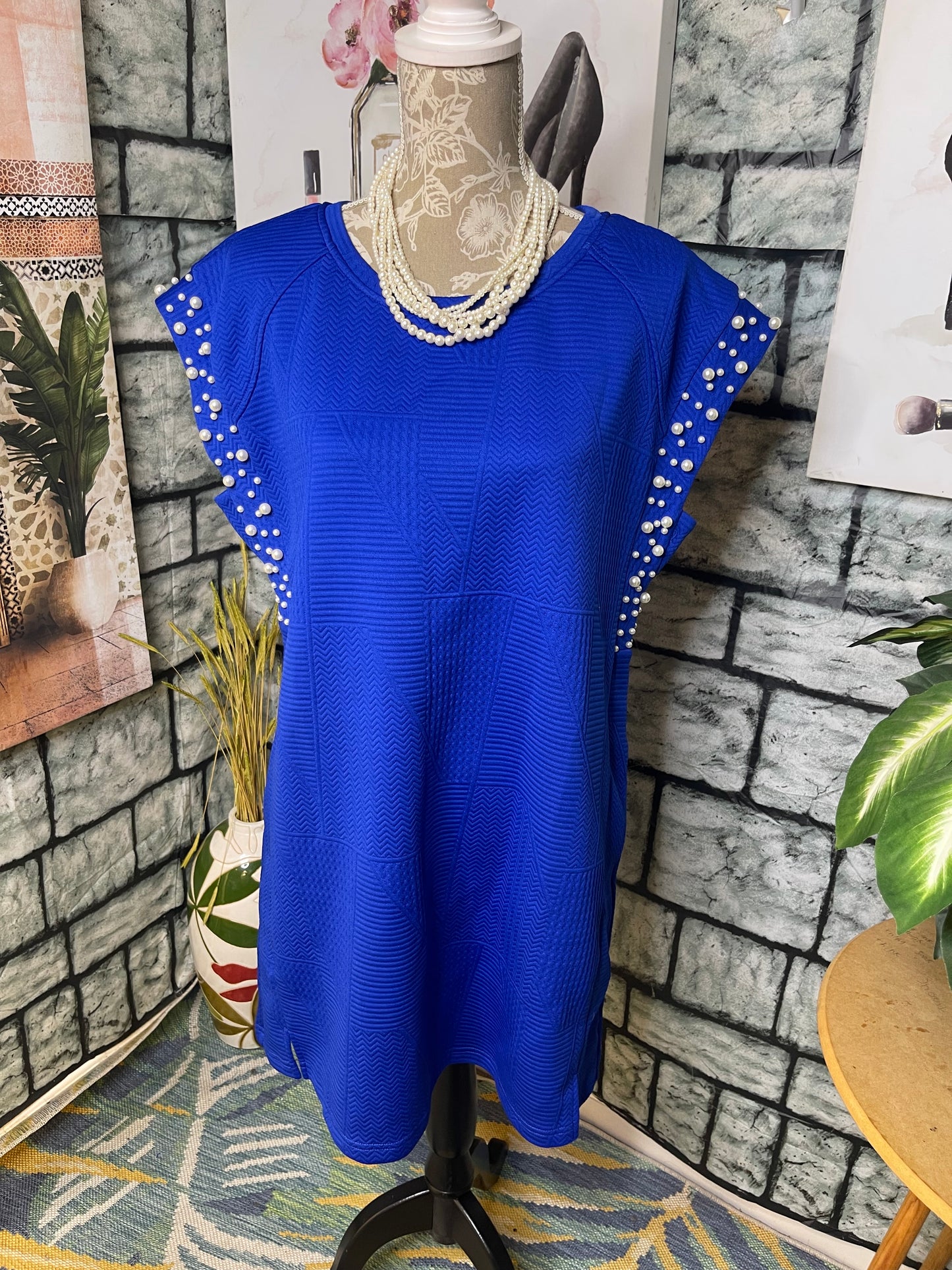 J Jordan Blue Pearl Dress Women sz Small