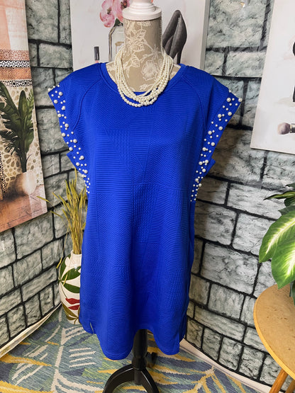 J Jordan Blue Pearl Dress Women sz Small