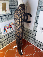 Sanyae Demure Brown Black Animal Print Jumpsuit Women sz Medium