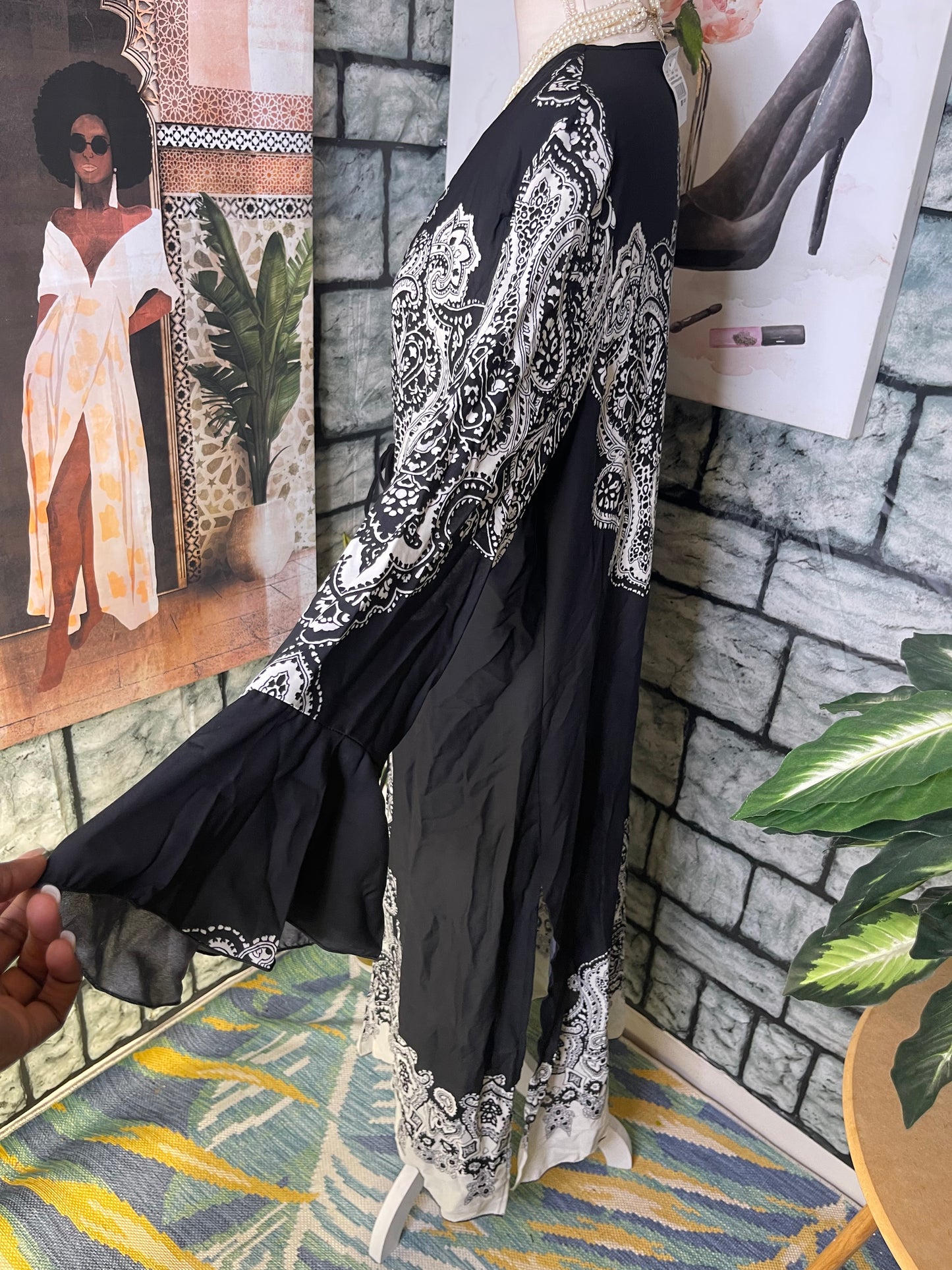 NEW Ashley Stewart Black White Print Cover / Duster Women sz 18/20