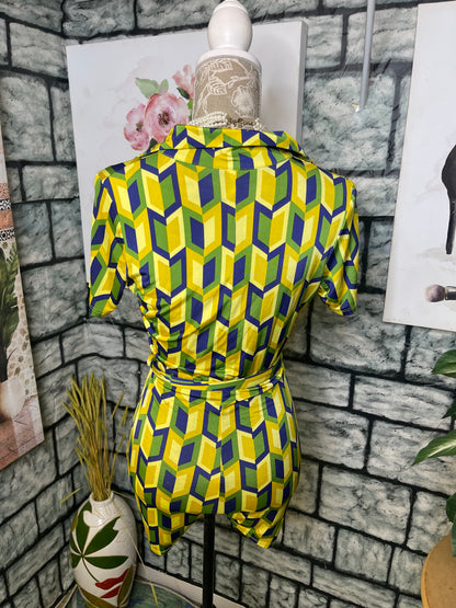 Yellow Cabbage Green Yellow Romper Women sz Medium