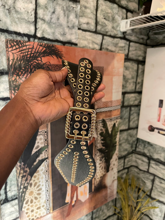 NEW Belt Black Gold Women sz Large / XL