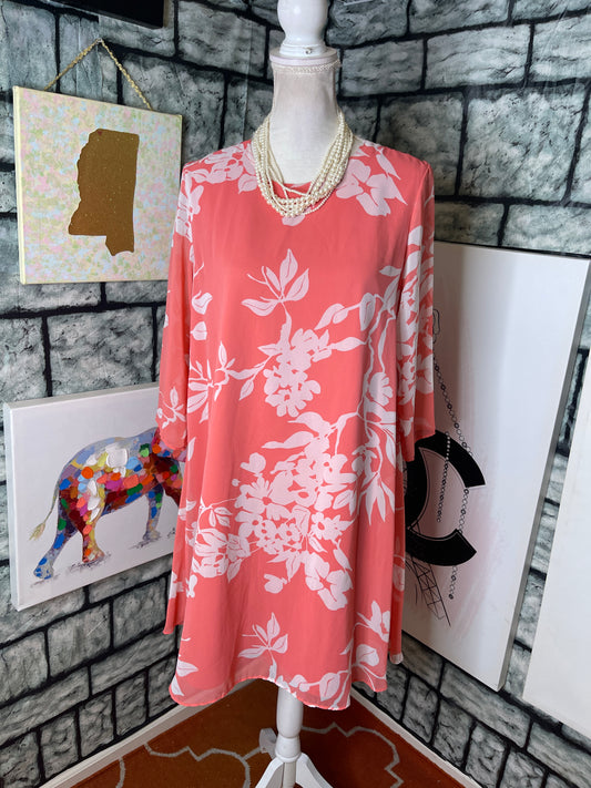 Eva Mendes Pink Floral Dress Women sz Medium