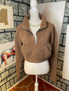 Zaful brown crop pullover sweater women sz large