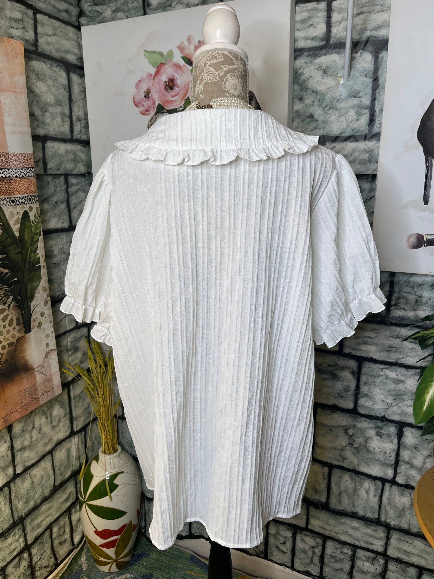 Shein White Button Blouse Women sz 3XL