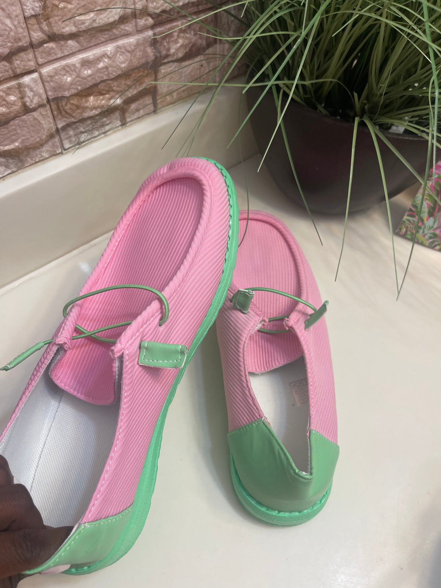 NEW Pink Green Slide On Fashion Shoes Women sz 11