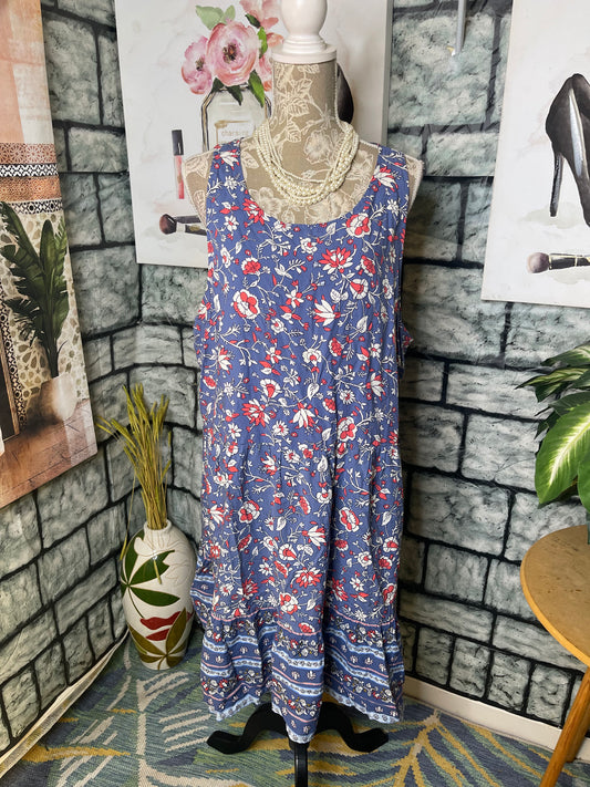 Old Navy Blue Floral Dress Women sz 2XL