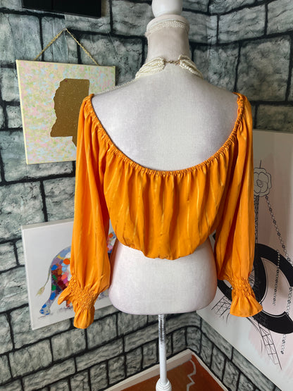 Orange Big Arm Blouse Women sz XL