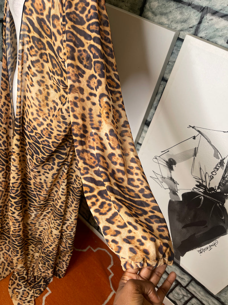 Matte Collection Black Brown Animal Print Cover Duster Women sz 1XL
