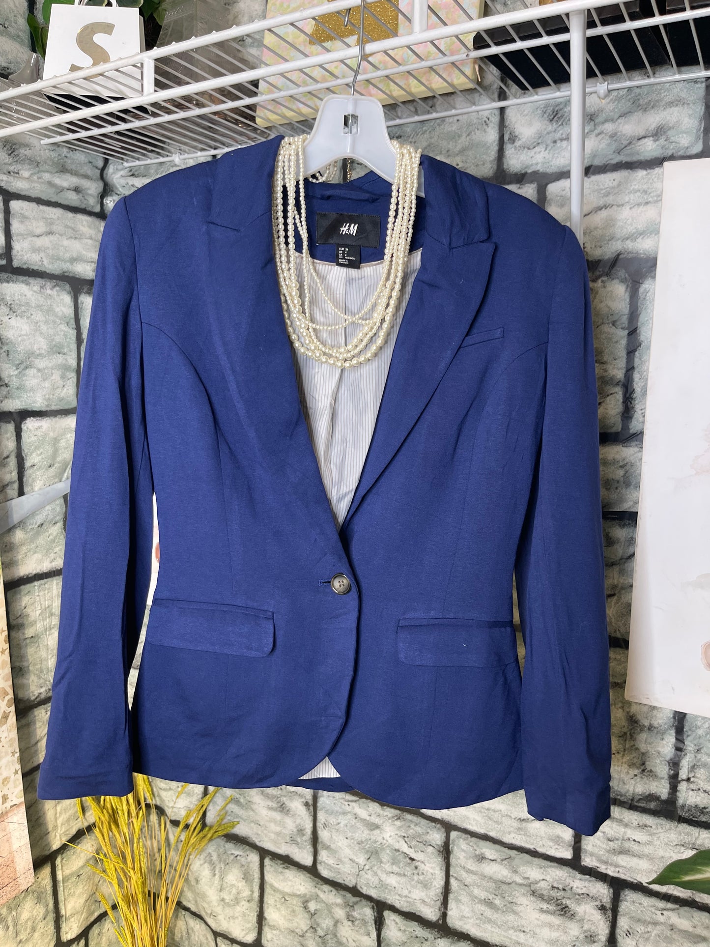 H&M Blue Blazer Women sz 4