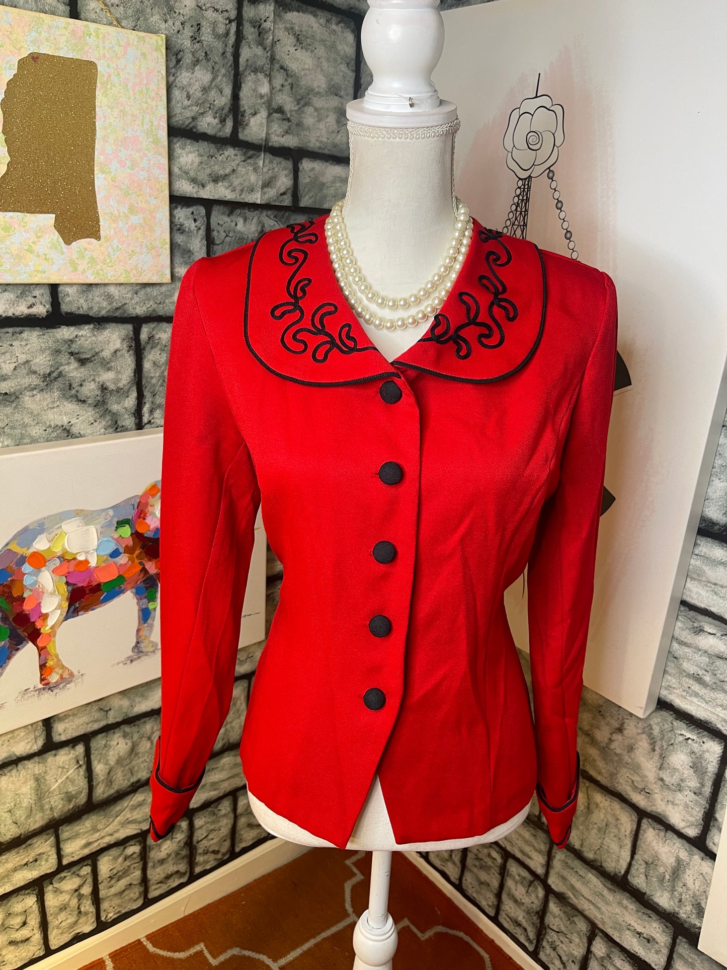 Wear abouts red blazer blouse women sz 8