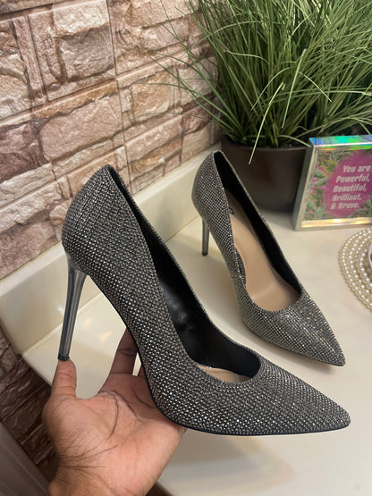 Mix No.6 Gray Rhinestone Heels Women sz 11