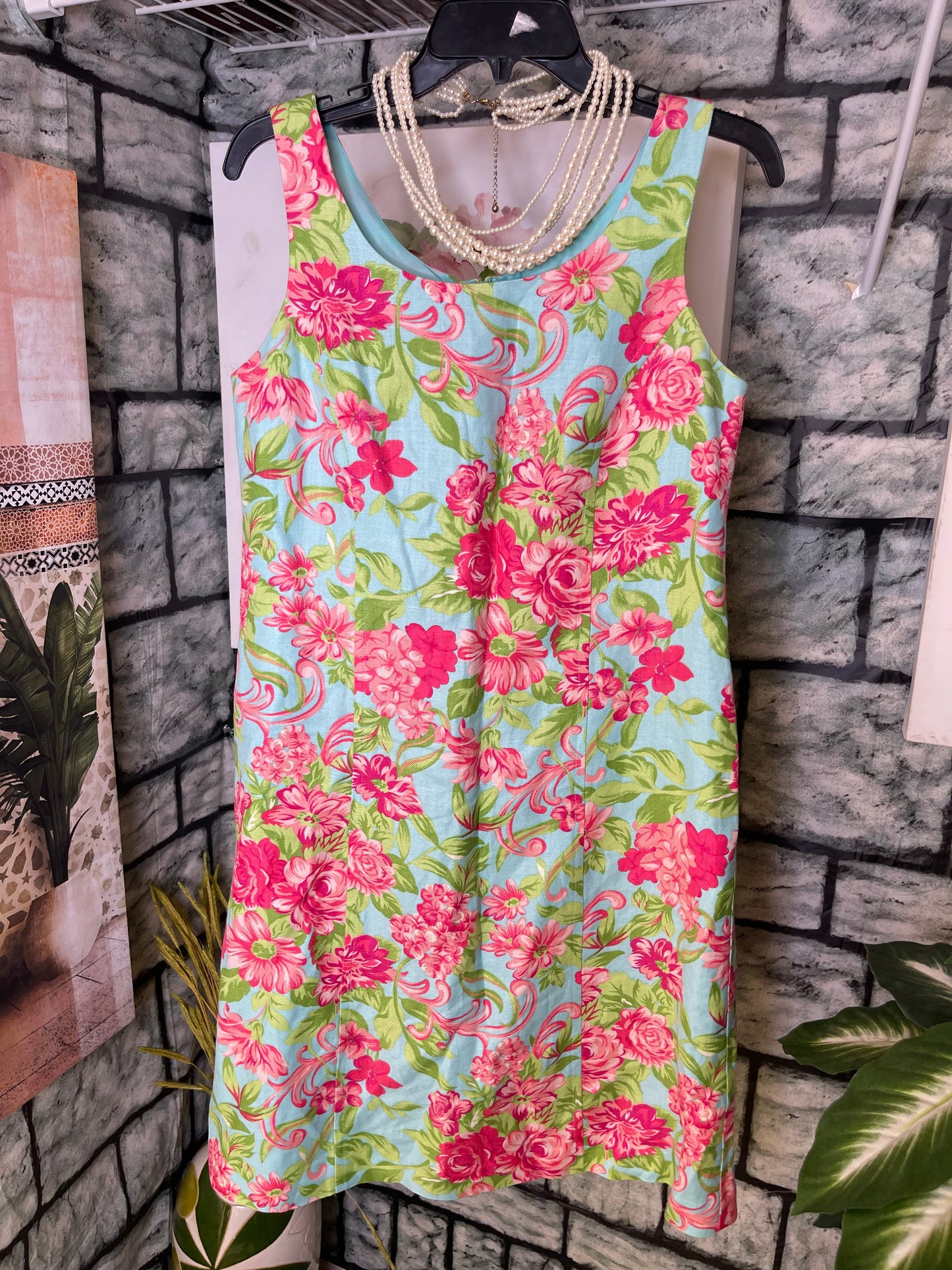 Emma James Blue Pink Green Dress Women sz 10