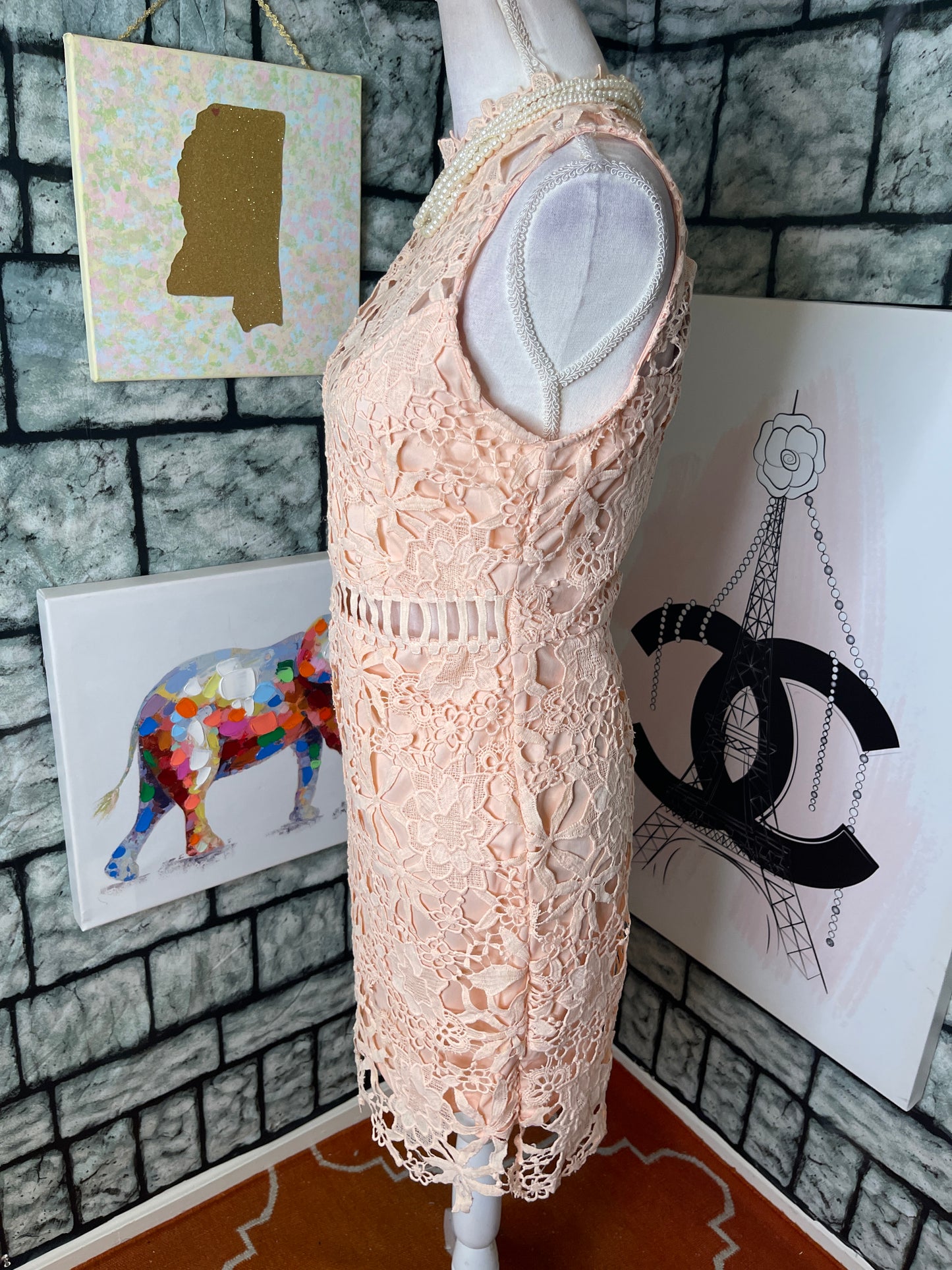Main Stripe Pale Pink Dress Women sz Large