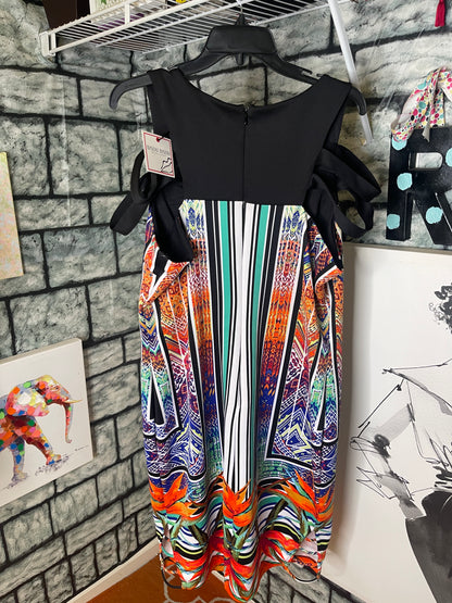 NEW Bisou Bisou Black Colorful Dress Women sz XL