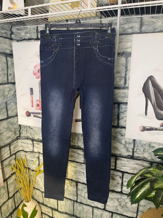 New Mix Blue Jeggings Women sz One Size (BEST FITS UP TO MEDIUM)