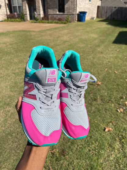 New balance pink green girls sz 4