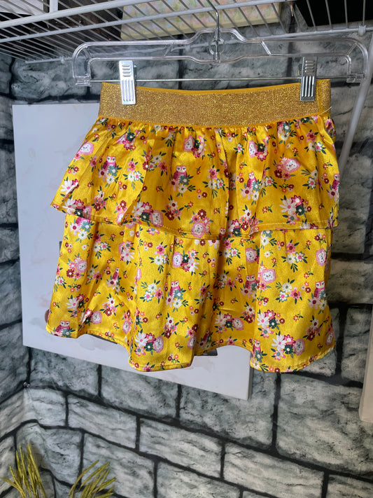 365 Kids Yellow Floral Skirt Girls sz 8