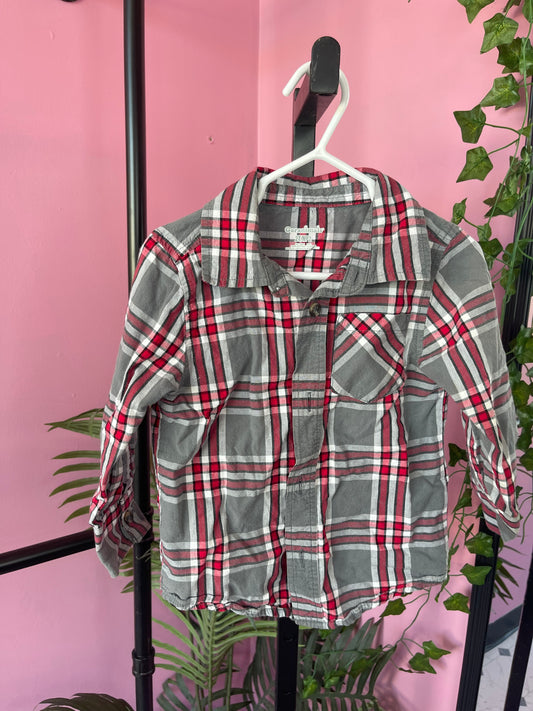 Garanimals Gray Red Button Shirt Boys sz 2T